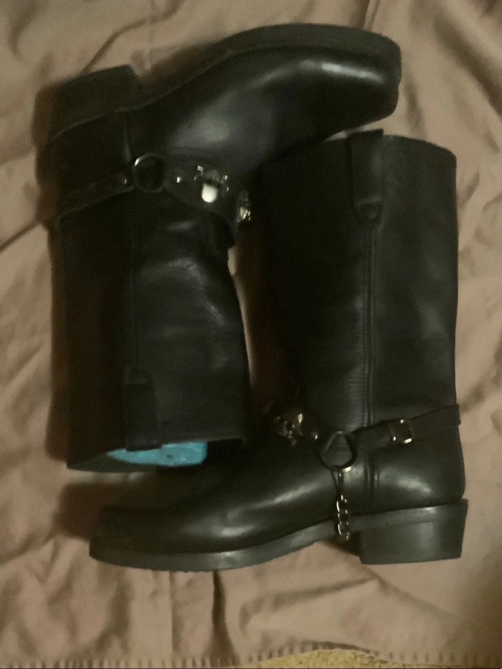 dingo Black Leather Harness Mid-Calf Boots